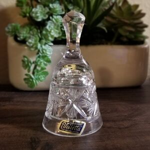 Violetta Handcut Crystal Glass Bell‎ 24% Lead Crystal Made In Poland 4.5"